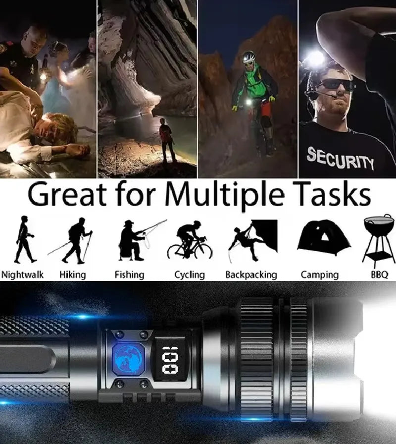 🔦 High-Power LED Flashlight – Bright, Long-Range Portable Torch for Outdoor Use