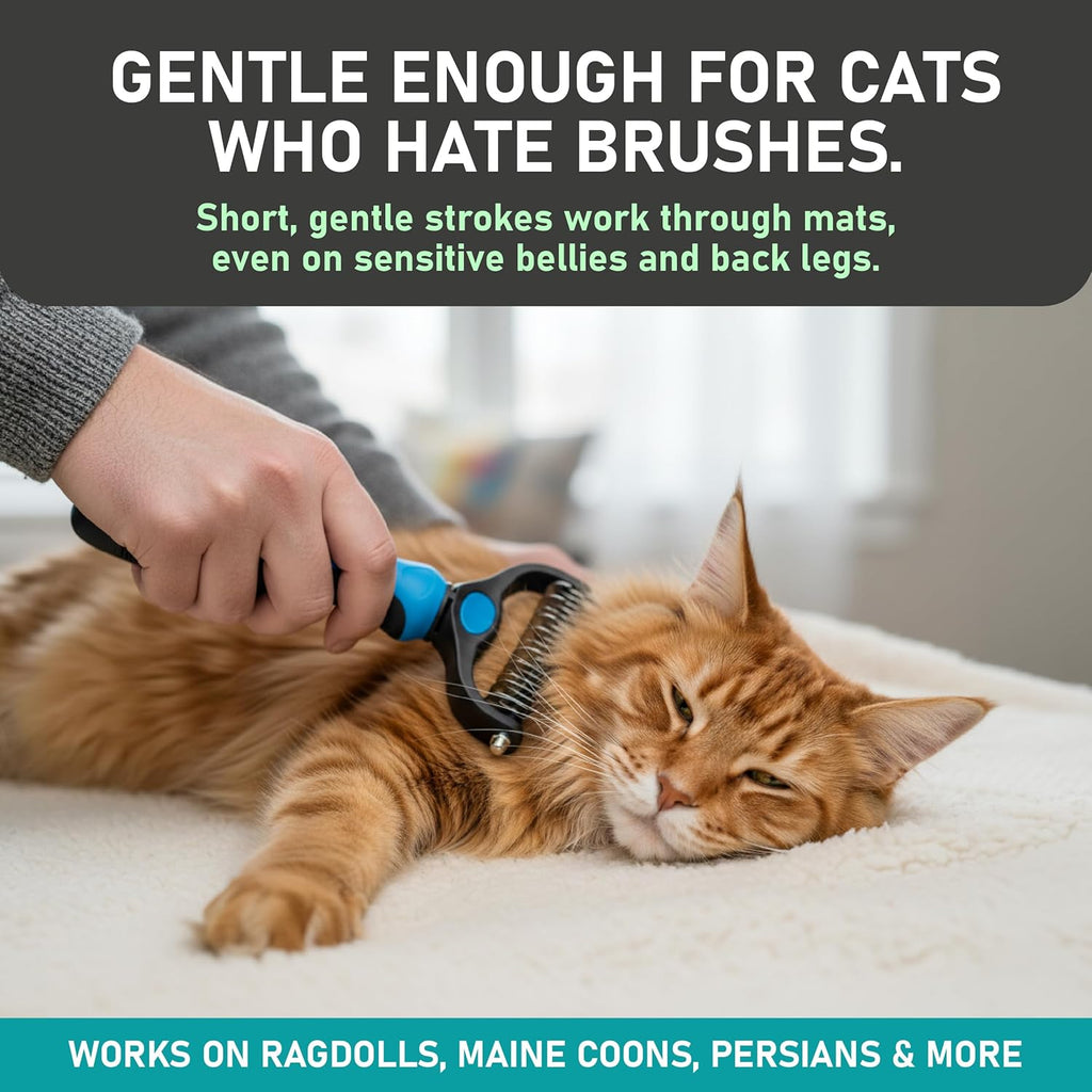 🐾 2-in-1 Deshedding & Dematting Pet Brush – Grooming Tool for Dogs & Cats