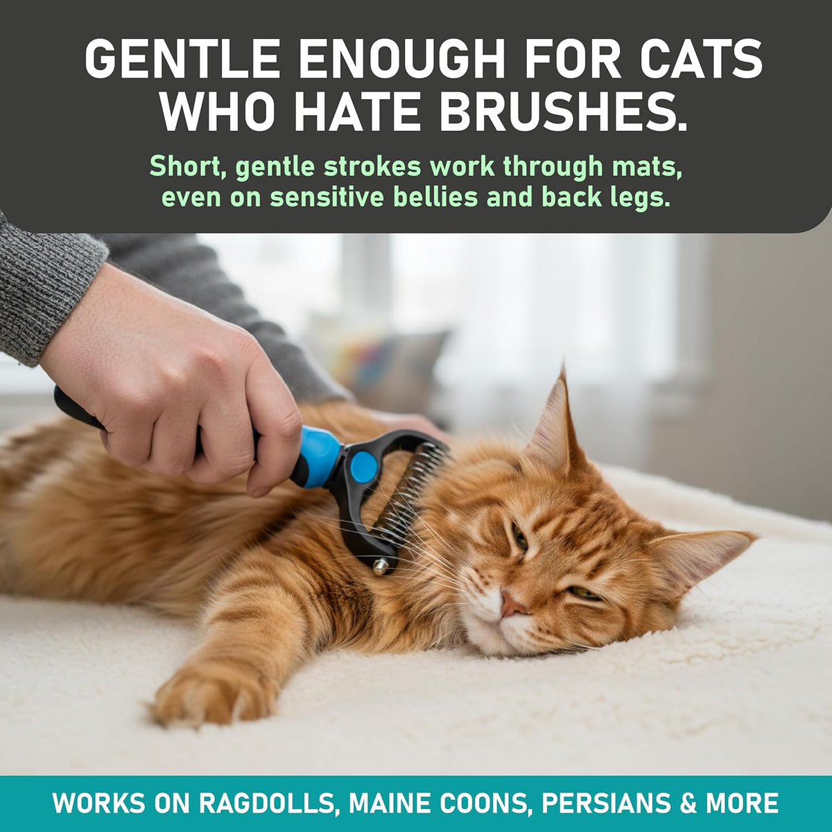 🐾 2-in-1 Deshedding & Dematting Pet Brush – Grooming Tool for Dogs & Cats