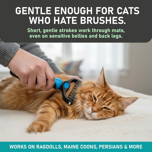 🐾 2-in-1 Deshedding & Dematting Pet Brush – Grooming Tool for Dogs & Cats