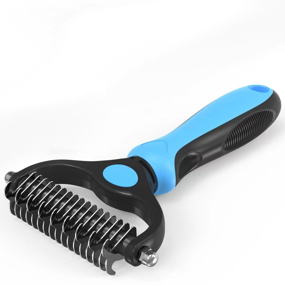 🐾 2-in-1 Deshedding & Dematting Pet Brush – Grooming Tool for Dogs & Cats