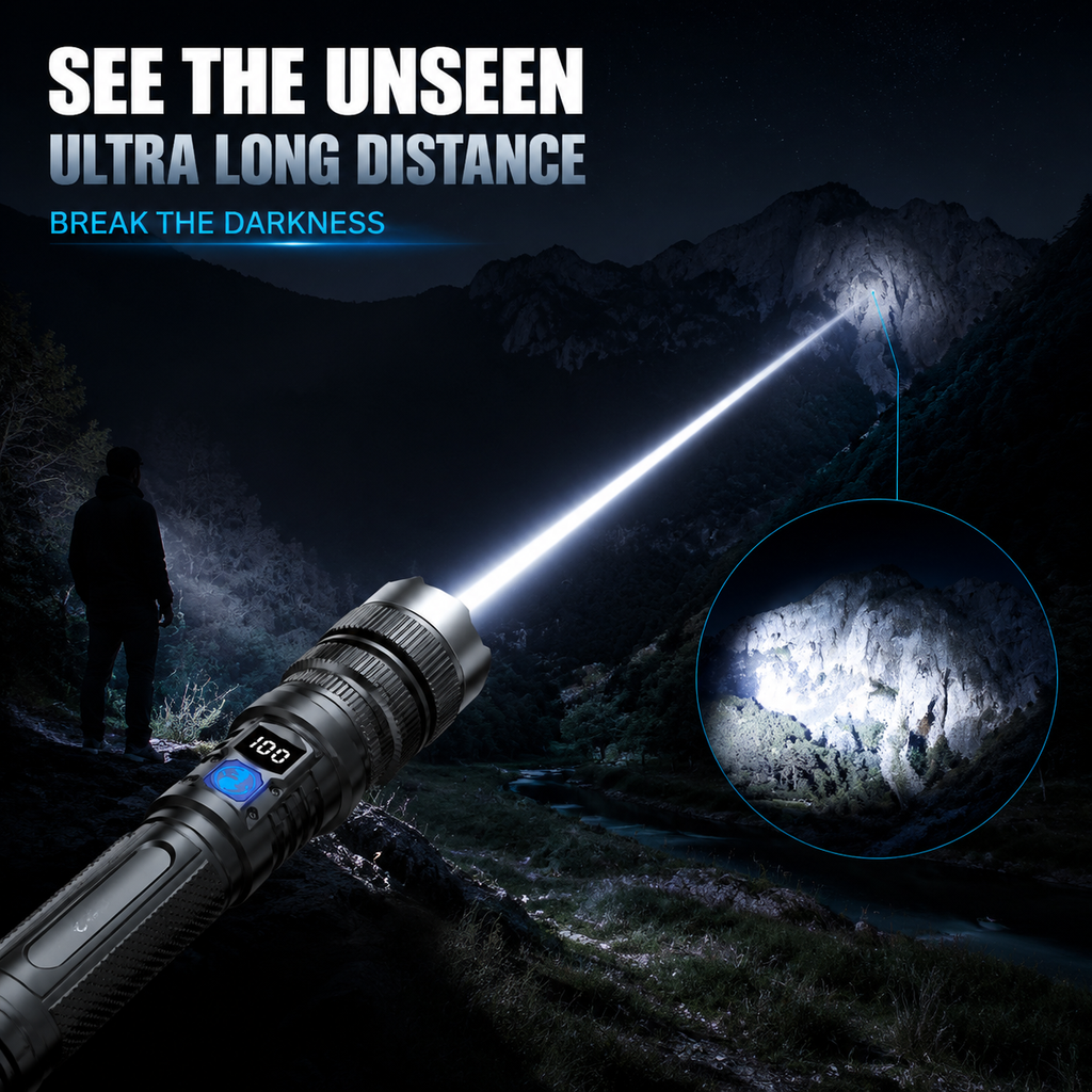 🔦 High-Power LED Flashlight – Bright, Long-Range Portable Torch for Outdoor Use